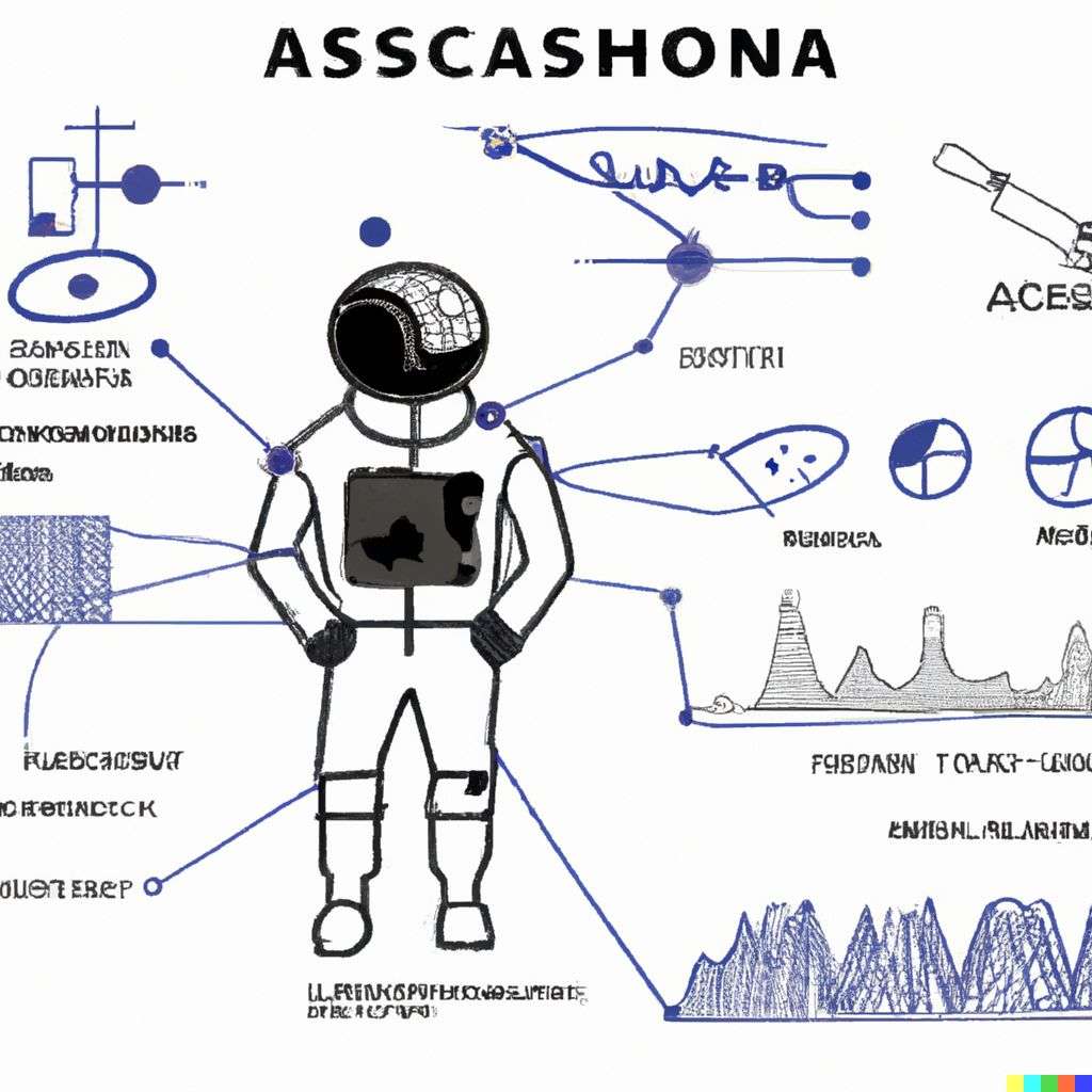 an astronaut, scientific diagram